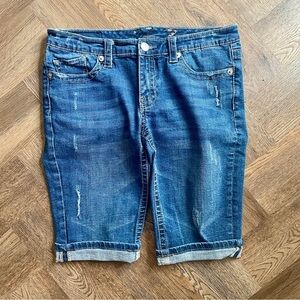 Seven7 Rolled Cuff Medium Wash Denim Blue Jean Long Shorts 10